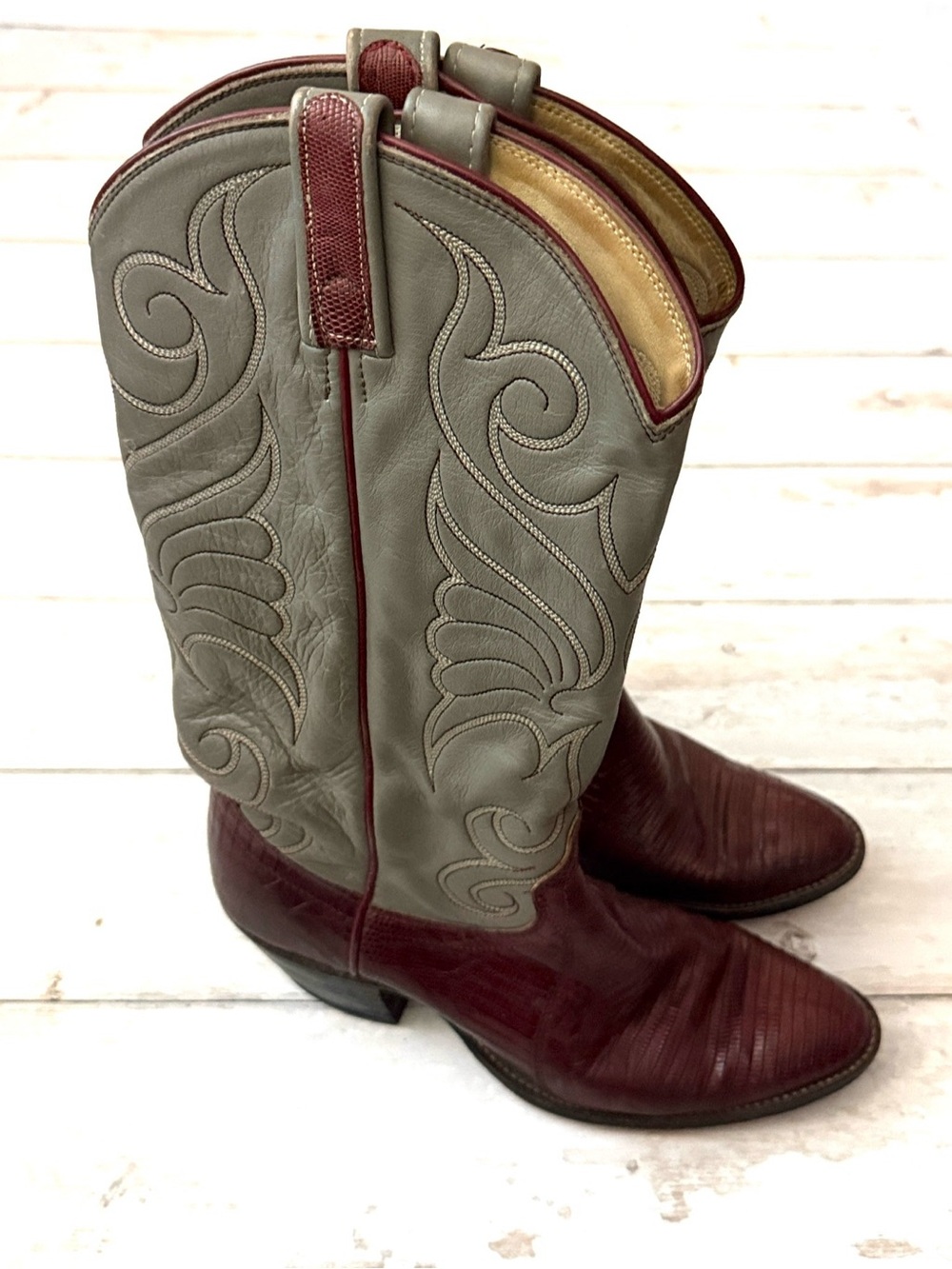 Dan Post Women’s Size 8 Cowboy Boots Leather Brown Gray Color